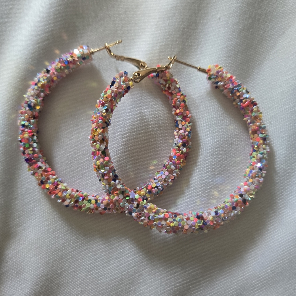 Colorful Beaded Hoop Earrings